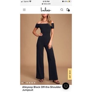 Lulus Off the Shoulder Black Jumpsuit